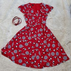 Talbots Women Red Beach Umbrella Dress Sz 4P